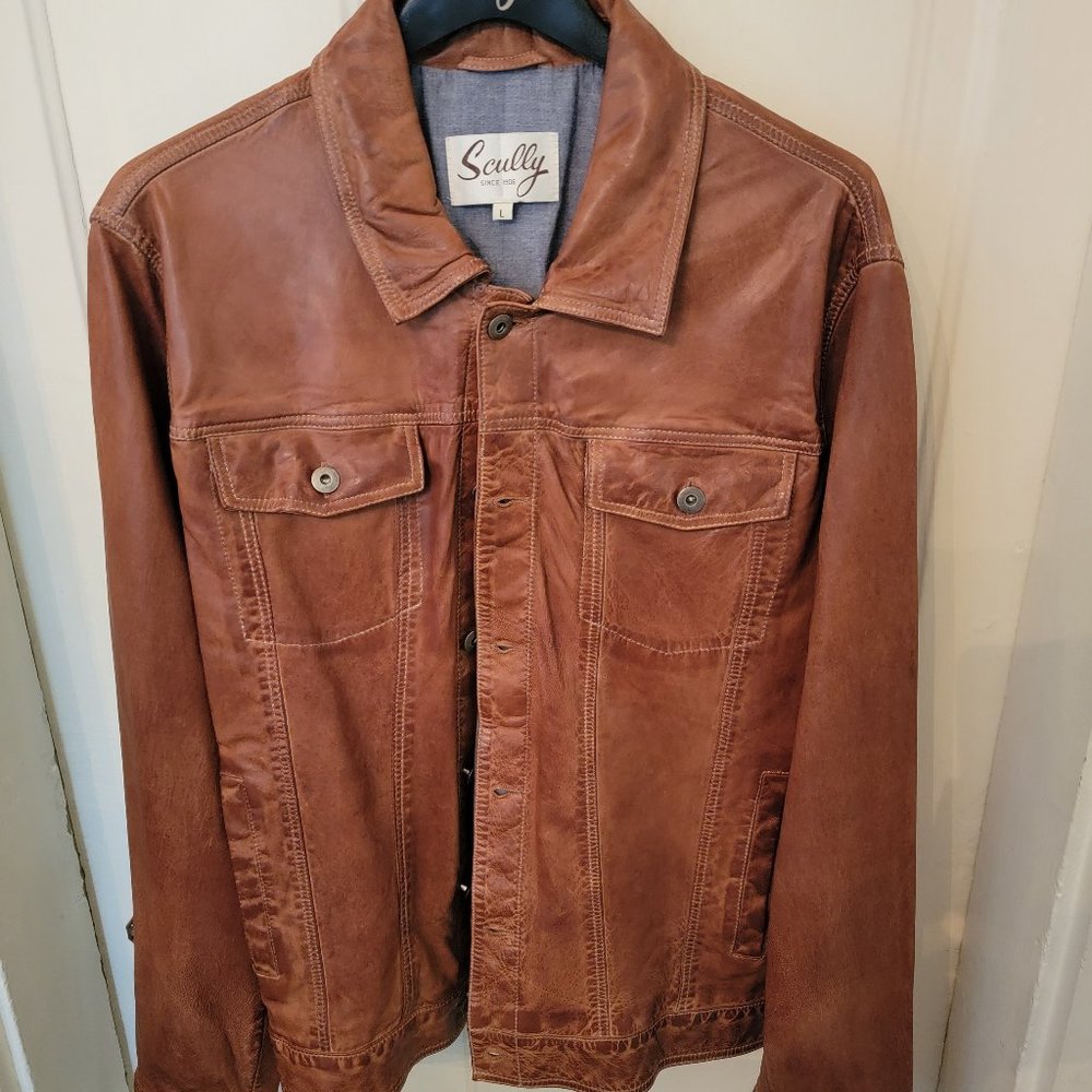 Scully Men's Large Leather Jacket Brown